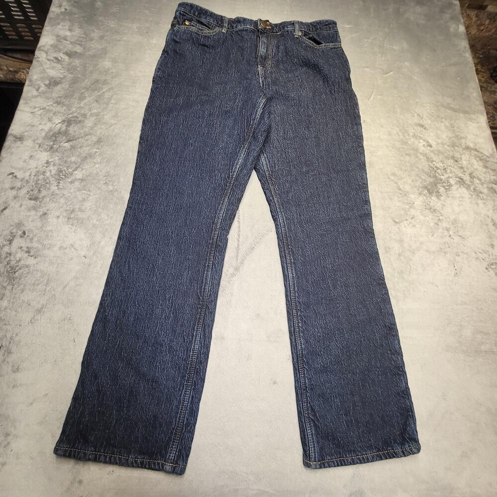 Realtree Jeans Mens 35x31 Blue Flannel Lined Insulated Straight Denim Pants